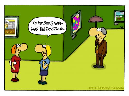 Cartoon: Schirmherr (medium) by spass-beiseite tagged cartoon,cartoons,comic,tagebuch,comictagebuch,comicstrips,kunst,pointe,witz,bildwitz,unterhaltung,panel,fun,illustration,design,schirmherr,schirm,ausstellung,bilder,gemälde,maler,künstler,vernissage,beiseite,spass