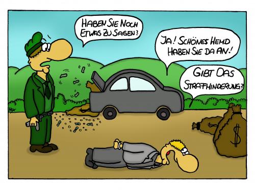 Cartoon: Strafminderung (medium) by spass-beiseite tagged cartoon,cartoons,comic,tagebuch,comictagebuch,comicstrips,kunst,pointe,witz,bildwitz,unterhaltung,panel,fun,illustration,design,verfolgung,jagd,handschellen,festnahme,gefängnis,schmeichelei,schmeicheln,geld,verbrecher,schuss,polizei,gewehr,pis