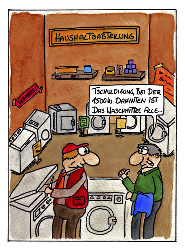 Cartoon: Waschmittel (medium) by spass-beiseite tagged wasachmittel,waschmaschine,wäsche,waschen,service,mitarbeiter,angestellter,beiseite,spass,unterhaltung,panel,fun,illustration,design,pointe,kunst,comicstrips,comictagebuch,tagebuch,comic,cartoons,cartoon,witz,bildwitz