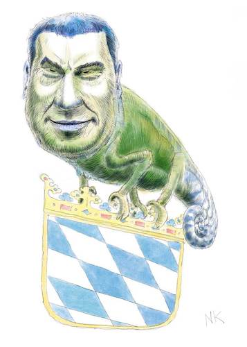 Cartoon: Man muss anpassungsfähig bleiben (medium) by neophron tagged söder,csu,grüne,chameleon