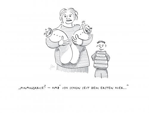 Cartoon: Finanzkrise (medium) by floc tagged finanzkrise,wirtschaftskrise,mutter,alleinerziehend,armut