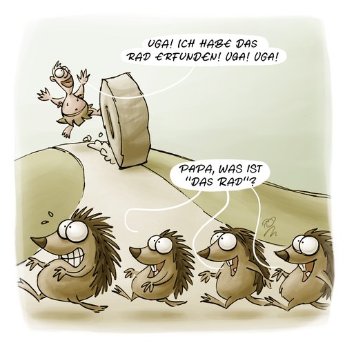 Cartoon: LACHHAFT Cartoon No. 200 (medium) by LACHHAFT tagged cartoon,comic,erfindung,igel,lachhaft,michael,mantel,rad,erfunden,schicksal,tragödie,witze,überfahren