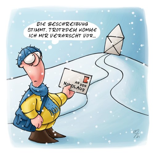 Cartoon: LACHHAFT Cartoon No. 230 (medium) by LACHHAFT tagged cartoon,comic,lachhaft,michael,mantel,witze,briefträger,postbote,das,haus,vom,nikolaus,winter,weihnachten,schnee,brief,