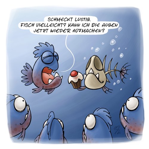 Cartoon: LACHHAFT Cartoon No. 34 (medium) by LACHHAFT tagged cartoon,comic,fische,greten,kindergeburtstag,kuchen,lachhaft,michael,mantel,muffin,piranhas,spiele,törtchen,witze