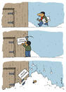 Cartoon: Dachlawinen (small) by JanKunz tagged winter,schnee,lawine,dachlawine,hammer,erschütterung