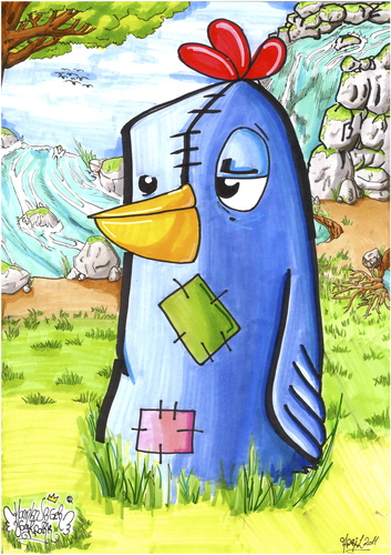 Cartoon: Positives-Karma Bird (medium) by The Fatbird Conspiracy tagged baum,tree,water,waterfall,nature,vogel,bird,fatbird