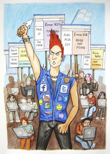 Cartoon: Cyber-punk (medium) by caknuta-chajanka tagged punk,resistance,rage,freedom,of,information