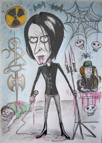 Cartoon: Skinny Puppy (medium) by caknuta-chajanka tagged music,group