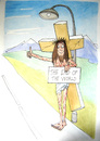 Cartoon: To the end of the world (small) by caknuta-chajanka tagged jesus,apocalypse,hitchhiking,road
