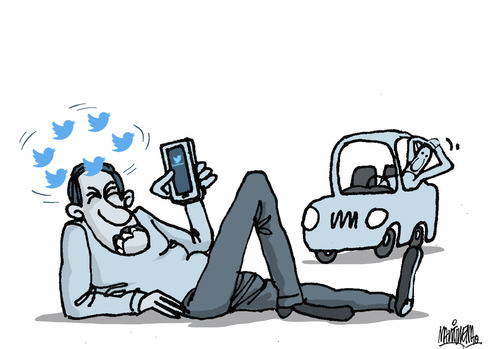 Cartoon: Distraction to the mobile (medium) by martirena tagged mobile,accident,distraction