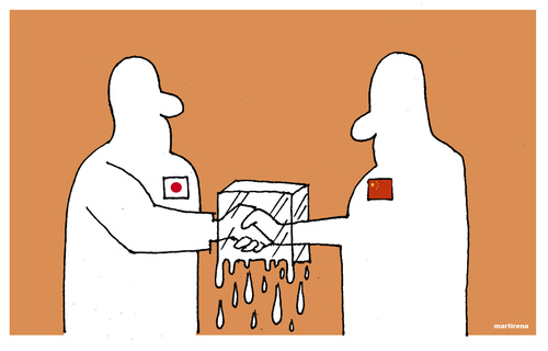 Cartoon: Relations between China and Japa (medium) by martirena tagged japan,china,relations