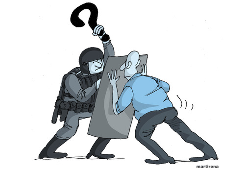 Cartoon: Unrest unexplained (medium) by martirena tagged disturb,unrest,city,policeman