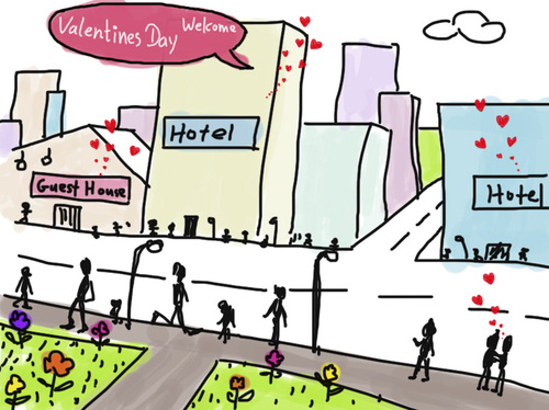 Cartoon: Welcome Valentines Day (medium) by azzhey tagged valentine,day,love,dating,hotel,guest,house