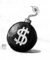 Cartoon: Bomb (small) by Pedro Pamplona tagged money bomb crise bolsa de valores