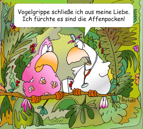 Cartoon: Affenpocken (medium) by wista tagged arzt,ärzte,fachärzte,diagnose,behandlung,praxis,pocken,affenpocken,viren,corona,vogelgrippe,infektion,vogel,vögel,urwald,arzt,ärzte,fachärzte,diagnose,behandlung,praxis,pocken,affenpocken,viren,corona,vogelgrippe,infektion,vogel,vögel,urwald