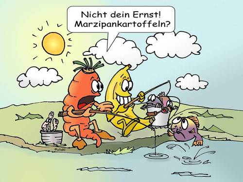 Cartoon: Angeln mit dem richtigen Köder (medium) by wista tagged angeln,angel,fisch,fische,fischen,angler,fischer,köder,wurm,würmer,brot,marzipan,marzipankartoffel,see,fluss,meer,gewässer,angelschein,lizenz,hobby,sport,haken