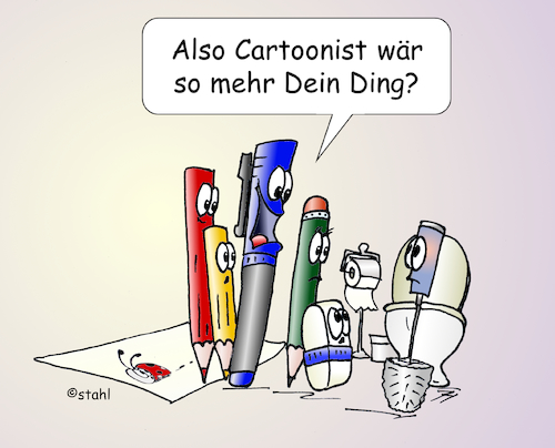 Cartoon: Cartoonist (medium) by wista tagged cartoon,cartoonist,cartoonisten,zeichner,zeichnen,beruf,job,berufswechsel,neu,neuer,berufung,malen,maler,kunst,künstler,toon,toons