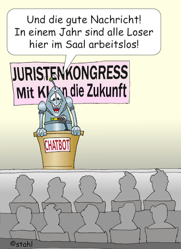 Cartoon: Chatbot für Juristen (medium) by wista tagged chatbot,chatgpt,chat,ki,künstliche,intelligenz,arbeit,jura,jurist,juristendeutsch,juristen,anwalt,rechtsanwalt,ersatz,text,texte,rechtstexte,verfahren,einspruch,vertretung,formulieren,gesetz,sprache,eingabe,überflüssig,gericht,chatbot,chatgpt,chat,ki,künstliche,intelligenz,arbeit,jura,jurist,juristendeutsch,juristen,anwalt,rechtsanwalt,ersatz,text,texte,rechtstexte,verfahren,einspruch,vertretung,formulieren,gesetz,sprache,eingabe,überflüssig,gericht