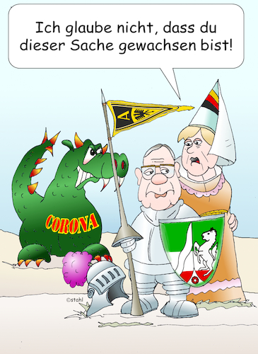 Cartoon: Corona in NRW (medium) by wista tagged corona,pandemie,virus,nrw,nordrhein,westfalen,laschet,merkel,bund,länder,kompetenz,lockerungen,shut,down,erkrankung,zahlen,kita,schulen,öffnen,schließen,restaurant,kneipen,bar,fussball,aachen,schalke,dortmund,mönchengladbach,sport