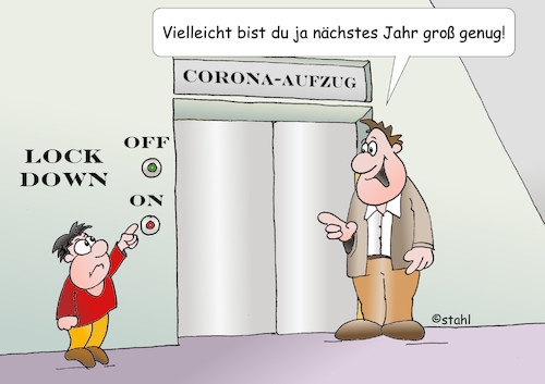 Cartoon: Corona Lockdown (medium) by wista tagged corona,lockdown,lock,down,pandemie,virus,covid,wirtschaft,geschäfte,öffnen,schließen,regierung,friseur,spahn,merkel,inzidenz,regeln,infektion,neuinfektion,notbremse,test,testen,impfen,einschränkung,publikum,quarantäne,kunden,verdienst,pleite,pleitewelle