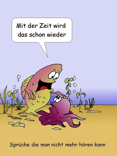 Cartoon: Dumme Sprüche (medium) by wista tagged dumme,sprüche,fisch,fische,knoten,tintenfisch,das,wird,schon,wieder,banal,banalität,binsenweisheit,trost,trösten,tröstlich,kind,kinder