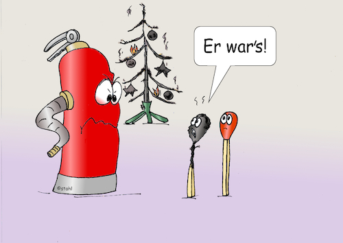 Cartoon: Feuerlöscher (medium) by wista tagged feuer,feuerlöscher,streichholz,streichhölzer,feuerzeug,weihnachten,weihnachtsbaum,kerzen,brennen,feuerwehr,brand,brandschutz,fest,freude,schuld,unschuld,baum,lichter,lichterbaum,weihnachtskerzen,schaum,schaumlöscher,wasser,eimer