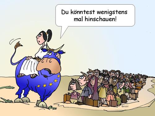 Cartoon: Flüchtlinge (medium) by wista tagged stier,syrien,afrika,armut,willkommenskultur,willkommen,integration,jugendliche,jugend,kinder,asylbewerberheim,asylantenheim,gewalt,krieg,aufnahme,europa,mittelmeer,meer,fremde,fremder,fremd,asylanten,asylbewerber,asyl,flüchten,flucht,flüchtlinge