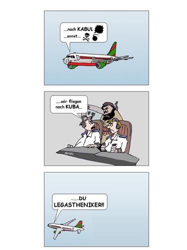 Cartoon: Flugzeugentführung (medium) by wista tagged terror,cockpit,terrorist,kuba,kabul,entführung,flugzeug