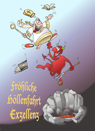 Cartoon: Fröhliche Höllenfahrt (medium) by wista tagged kirche,teufel,himmel,hölle,bischof,missbrauch,priester,pfarrer,aufklärung,klerus,kleriker,glaube,hoffnung,zynismus,kritik,selbstkritik,strafe,beten,gebet,toleranz,intoleranz,einsicht,konservativ,uneinsichtig