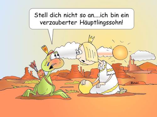 Cartoon: Häuptlingssohn (medium) by wista tagged froschkönig,märchen,frosch,könig,prinz,prinzessin,grimms,gebrüder,grimm,goldene,kugel,heinrich,wagen,bricht,brunnen,tauchen,kuss,indianer,häuptling,küssen,sohn,häuptlingssohn,usa,amerika,monument,valley,reservat,rothaut,freund,freundin