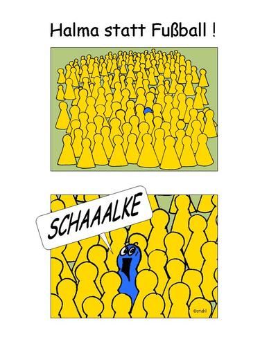 Cartoon: Halma oder Fussball (medium) by wista tagged verein,fußballspiel,spiel,protest,04,dortmund,schalke,bundesliga,fussball,fußball,halma