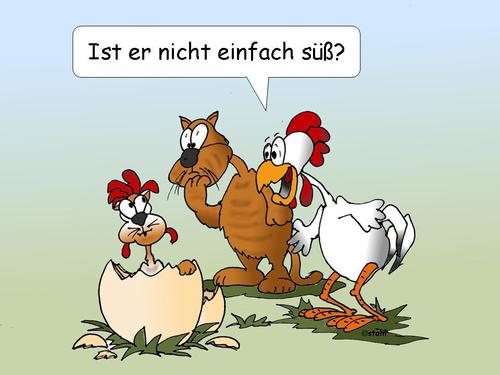 Cartoon: Huhn und Katz (medium) by wista tagged kind,ähnlichkeit,ähnlich,nachwuchs,kinder,ei,katze,huhn