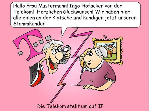 Cartoon: IP Telefonie (medium) by wista tagged telekom,ip,telefonieren,umstellung,telefon,internet,hofacker,ingo,kunden,vertrag,kündigung,cartoon,zwang,zwangskündigung,router,computer,computertelefonie