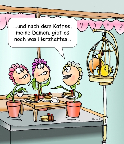 Cartoon: Karnivoren (medium) by wista tagged karnivoren,carnivoren,fleischfressende,pflanzen,blumen,kaffee,kaffekranz,damenkränzchen,kaffeeklatsch,deftig,deftiges,herzhaft,herzhaftes,fleisch,kuchen,torte,sahne,vogel,vögel,hühner,vogelkäfig,käfig,topf,topfpflanze