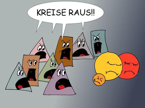 Cartoon: Neulich im Mathematikbuch (medium) by wista tagged mathematik,kreise,dreiecke,rassismus,ausländer,raus,diskriminierung,rauswurf,mobbing,mathematik,kreise,dreiecke,rassismus,ausländer,raus,diskriminierung,rauswurf,mobbing