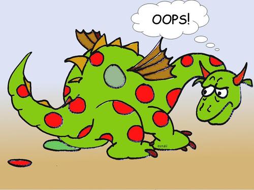 Cartoon: oops dragon looses spot (medium) by wista tagged oops,flecken,spot,drache,dragon
