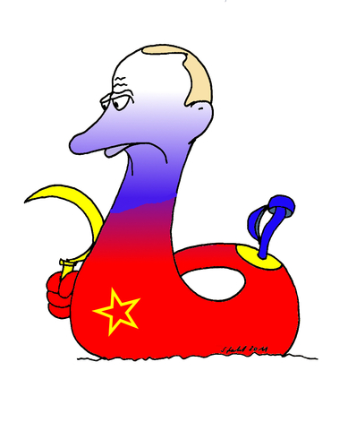 Cartoon: putin ente (medium) by wista tagged sichel,hammer,udssr,demokratie,zar,roter,russland,putin