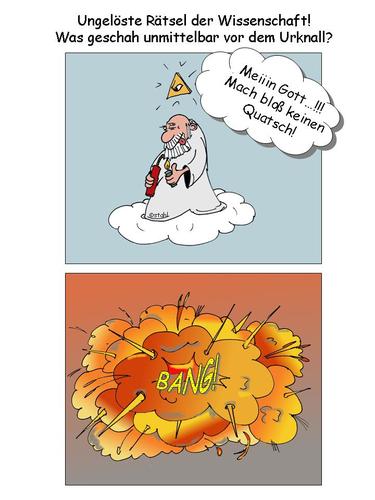 Cartoon: Rätsel der Wissenschaft (medium) by wista tagged rätsel,wissenschaft,urknall,gott,big,bang,god,science