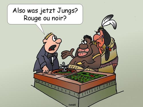 Cartoon: Roulette (medium) by wista tagged roulette,spiel,spielen,schwarz,weiss,rouge,ou,noir,neger,indianer,spielcasino,croupier