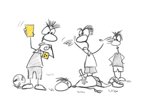 Cartoon: Schwalbe - gelbe Karte (medium) by wista tagged fussball,karte,gelb,foul,schwalbe,regeln,foulen,treten,schiedsrichter,videobeweis,vom,platz,stellen,verwarnen,pfeife,pfeifen,verpfeifen,fan,fans,ultras,blind,blindfisch,tor,tore