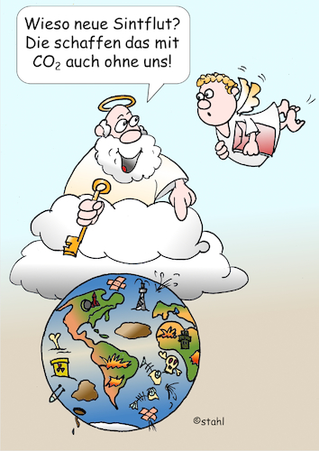 Cartoon: Sintflut (medium) by wista tagged sintflut,gott,himmel,petrus,hölle,erde,klima,klimawandel,katastrophe,klimakatastrophe,co2,kohlendioxid,emission,emissionen,pol,polkappen,schmelzen,meer,meeresspiegel,anstieg,flut,überflutung,umwelt,umweltschutz,fossile,brennstoffe,abgase,energie,klimaschutz,erderwärmung