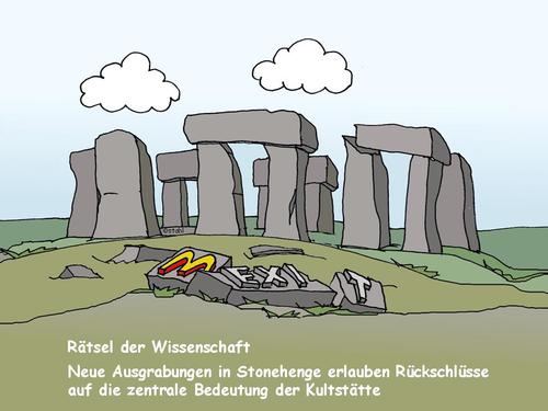 Cartoon: Stonehenge (medium) by wista tagged opferstein,altarstein,parkplatz,steinkreise,steinkreis,england,megalith,wissenschaft,rätsel,ausgrabungen,archäologie,astronomie,steine,bronzezeit,steinzeit,druiden,heiligtum,donalds,mc,exit,parken,stonehenge