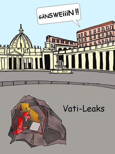 Cartoon: Vati-Leaks (medium) by wista tagged vatikan,leaks,vatileaks,papst,teufel,gänswein