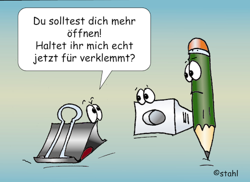 Cartoon: Verklemmt (medium) by wista tagged verklemmt,gehemmt,sich,öffnen,offen,psychologie,typus,introvertiert,briefklemme,klemme,bleistift,schreibtisch,spitzer,bleistiftspitzer,offene,beziehung,freundschaft,liebe,charakter,charaktere,verklemmt,gehemmt,sich,öffnen,offen,psychologie,typus,introvertiert,briefklemme,klemme,bleistift,schreibtisch,spitzer,bleistiftspitzer,offene,beziehung,freundschaft,liebe,charakter,charaktere