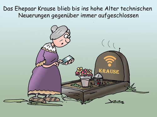 Cartoon: Wifi (medium) by wista tagged wifi,wlan,computer,handy,iphone,wireless,netzwerk,hotspot,bluetooth,internet,recherche,suche,suchen,opa,oma,alte,menschen,ältere,user,nutzer,benutzer,nutzerfreundlich,symbol,verbindung,herstellen,generation,80,90,100,jahre