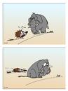 Cartoon: Elefant und Igel (small) by wista tagged elefant,igel,stachel,tiere,gross,klein,fuss,verletzung,eintreten,afrika,unfall,platt,flach,überfahren,einigeln,schaden,schäden