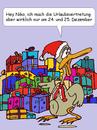 Cartoon: Urlaub für den Nikolaus (small) by wista tagged nikolaus,urlaub,urlaubsvertretung,vertretung,vertreter,ente,geschenke,verteilen,weihnachten,christkind,schenken,päckchen,pakete,weihnachtsbaum,nikolausmütze