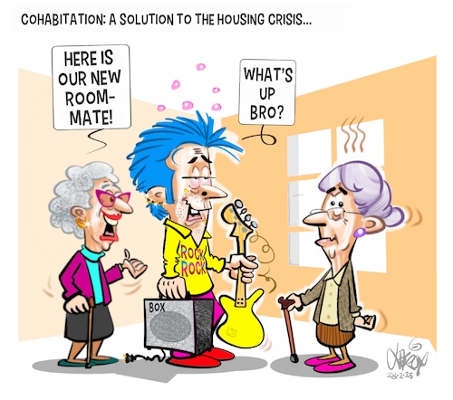 Cartoon: New roomate (medium) by Mario Lacroix tagged roomate,musician
