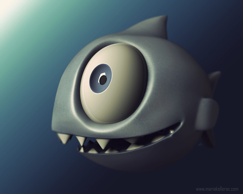 Cartoon: A cute Piranha (medium) by kellerac tagged keller,maria,kellerac,3d,cute,cartoon,sealife,piranha,animal