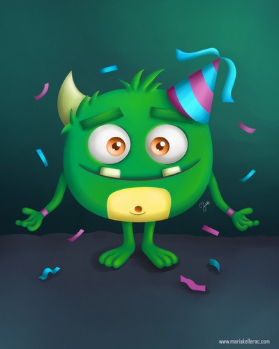 Cartoon: Can I have a hug? (medium) by kellerac tagged cartoon,birthday,monster,maria,keller,kellerac